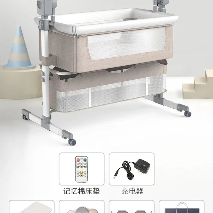 Baby Bed Electric Baby Crib Cradle Newborn Bluetooth Music Good Sleeping Baby Bed Movable Portable Baby Mosquito Net Travel Bed