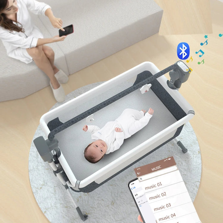 Baby Bed Electric Baby Crib Cradle Newborn Bluetooth Music Good Sleeping Baby Bed Movable Portable Baby Mosquito Net Travel Bed