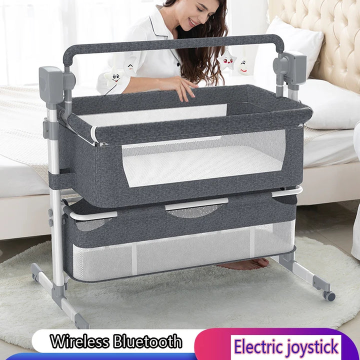 Baby Bed Electric Baby Crib Cradle Newborn Bluetooth Music Good Sleeping Baby Bed Movable Portable Baby Mosquito Net Travel Bed