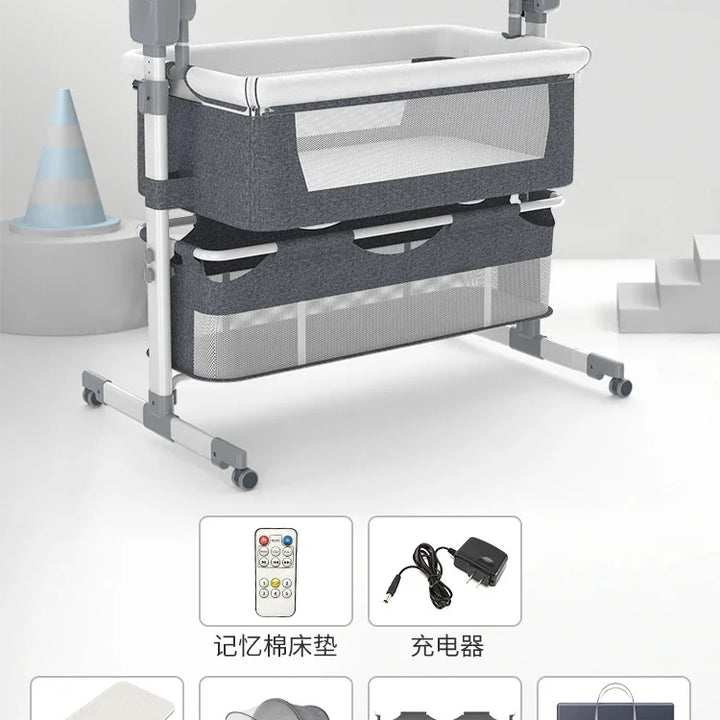 Baby Bed Electric Baby Crib Cradle Newborn Bluetooth Music Good Sleeping Baby Bed Movable Portable Baby Mosquito Net Travel Bed