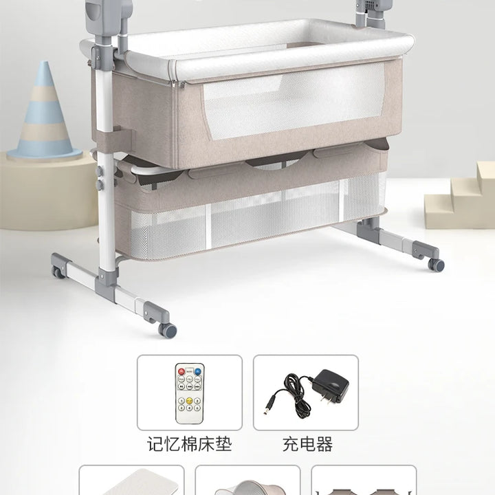 Baby Bed Electric Baby Crib Cradle Newborn Bluetooth Music Good Sleeping Baby Bed Movable Portable Baby Mosquito Net Travel Bed